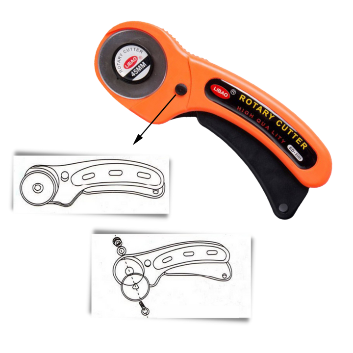 Stoffkutter med fem 45mm blader