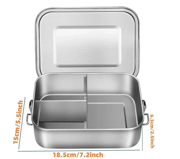 RVS Bento-lunsjboks 800 ml – Auslaufsicher, Fächer, Spülmaschinenfest