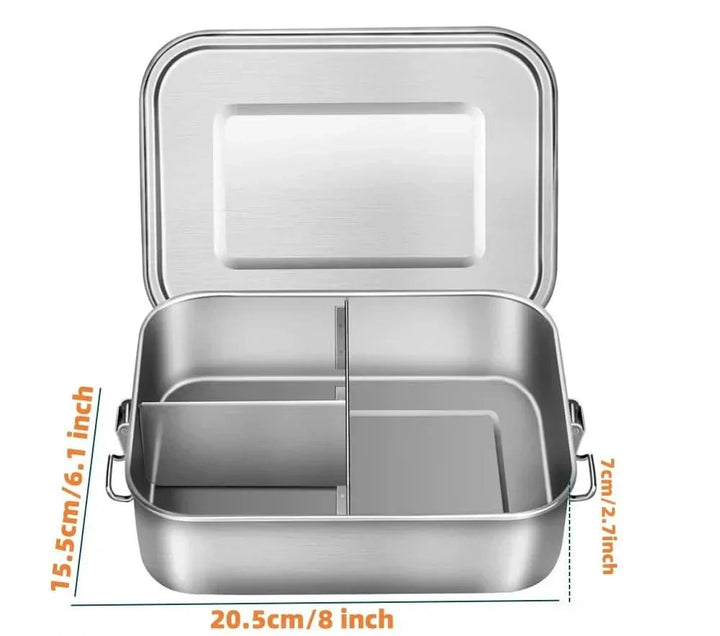 RVS Bento-lunsjboks 800 ml – Auslaufsicher, Fächer, Spülmaschinenfest
