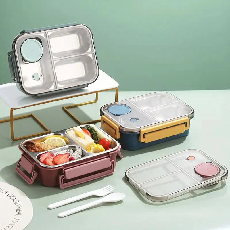 Auslaufsichere Edelstahl-Lunchbox mit Besteck (850 ml) – Für Arbeit, Schule og unterwegs