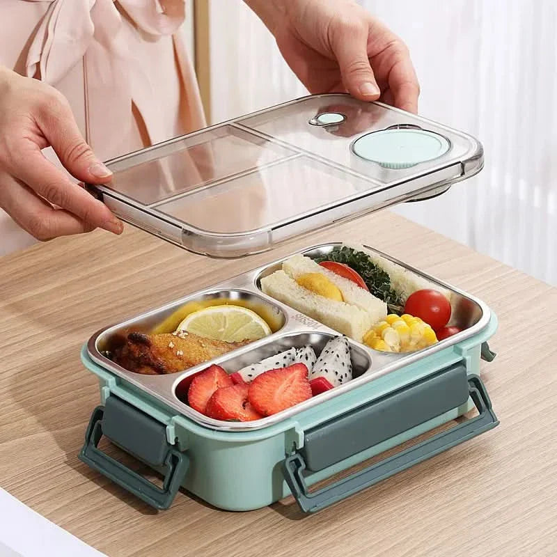 Auslaufsichere Edelstahl-Lunchbox mit Besteck (850 ml) – Für Arbeit, Schule og unterwegs