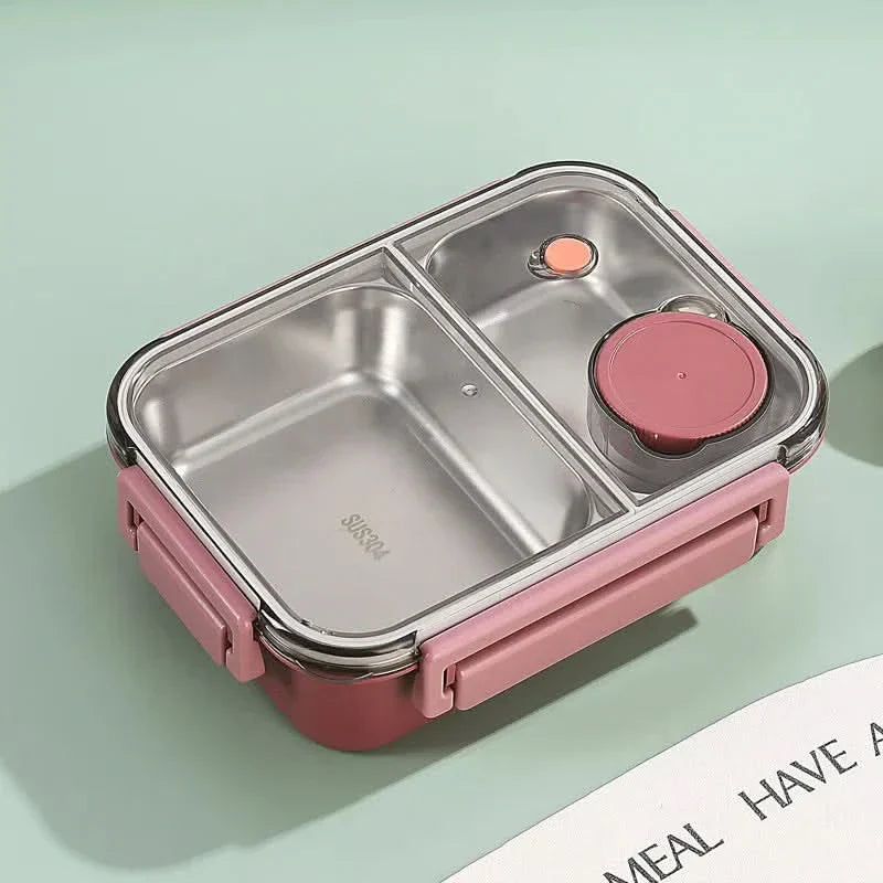 Auslaufsichere Edelstahl-Lunchbox mit Besteck (850 ml) – Für Arbeit, Schule og unterwegs