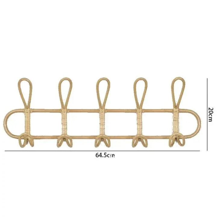 Skanto | Retro Rattan Vegghook med 5 Kroker