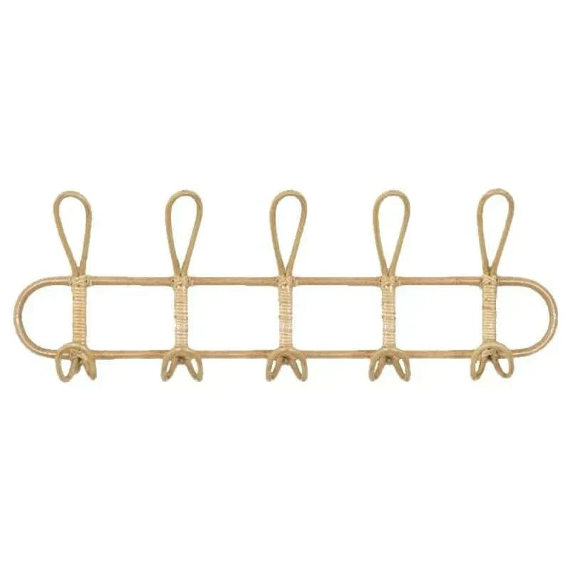 Skanto | Retro Rattan Vegghook med 5 Kroker