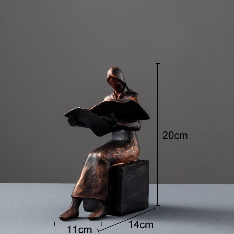 Skanto | Leser Skulptur Bokstativ Bock Støtte Abstrakt Karakter Harpiks Statue Skrivebord Dekorasjon Figurer Statuett Nordisk Hjemmedekor