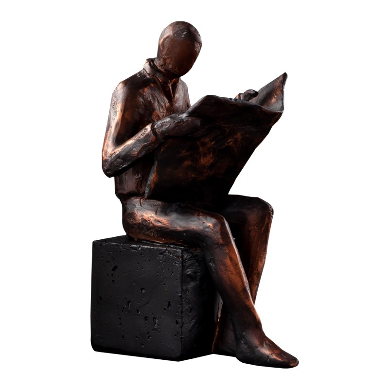 Skanto | Leser Skulptur Bokstativ Bock Støtte Abstrakt Karakter Harpiks Statue Skrivebord Dekorasjon Figurer Statuett Nordisk Hjemmedekor