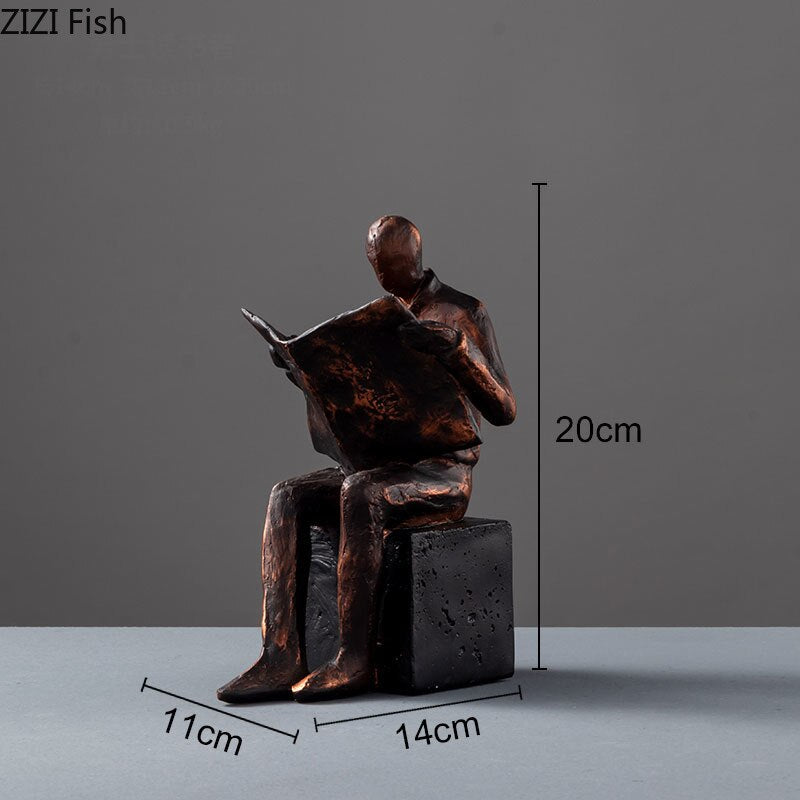 Skanto | Leser Skulptur Bokstativ Bock Støtte Abstrakt Karakter Harpiks Statue Skrivebord Dekorasjon Figurer Statuett Nordisk Hjemmedekor