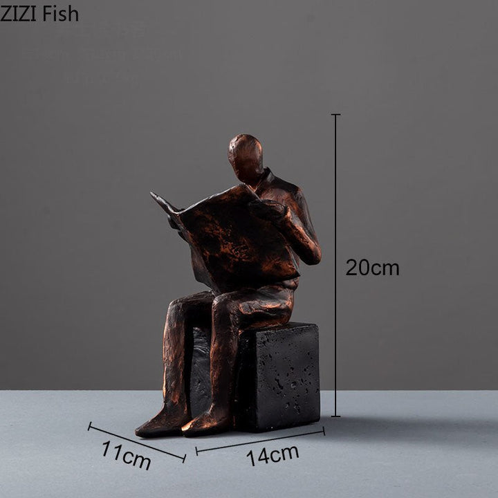 Skanto | Leser Skulptur Bokstativ Bock Støtte Abstrakt Karakter Harpiks Statue Skrivebord Dekorasjon Figurer Statuett Nordisk Hjemmedekor