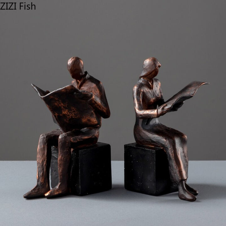 Skanto | Leser Skulptur Bokstativ Bock Støtte Abstrakt Karakter Harpiks Statue Skrivebord Dekorasjon Figurer Statuett Nordisk Hjemmedekor