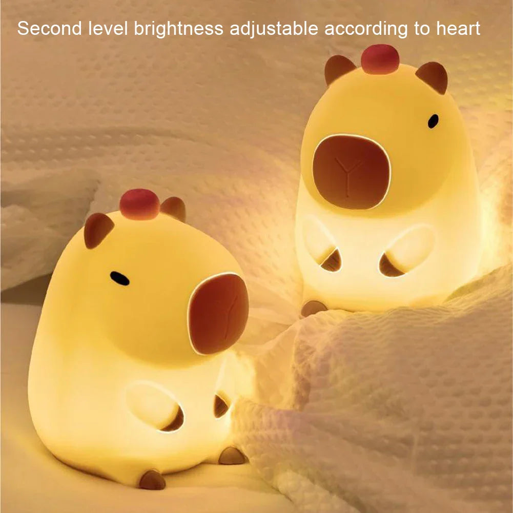Skanto | Capybara Light - Oppladbar Tegneserie Capybara Silikon Nattlys med 800mAh Batteri