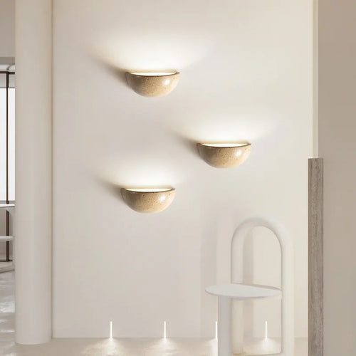 Stein Vegglampe – Elegant LED Vegglampe laget av Naturlig Stein for Stue og Soverom | Skanto