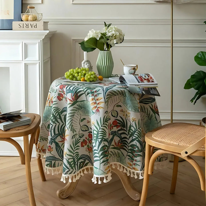 Skanto | Retro Floral Rundt Bordduk