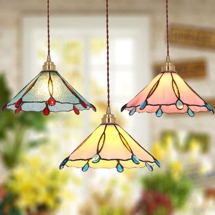 Retro Glassmaleri Tiffany Kjegle Pendellampe | Skanto