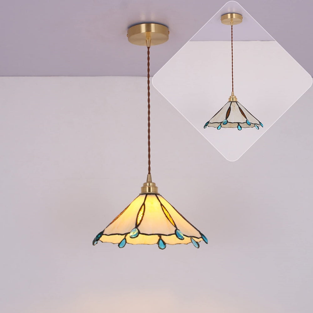 Retro Glassmaleri Tiffany Kjegle Pendellampe | Skanto