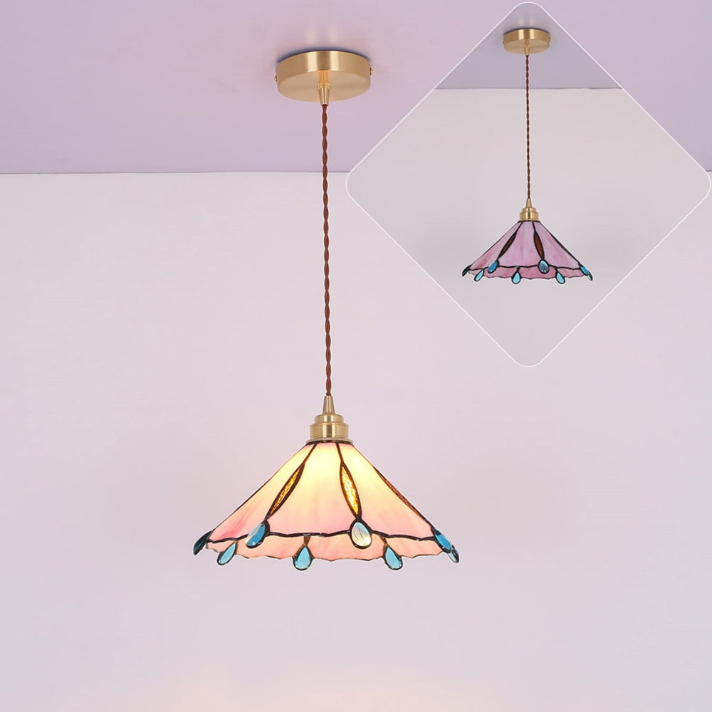 Retro Glassmaleri Tiffany Kjegle Pendellampe | Skanto