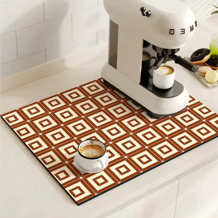 Skanto | Retro Flisdesign Absorberende Kaffematte