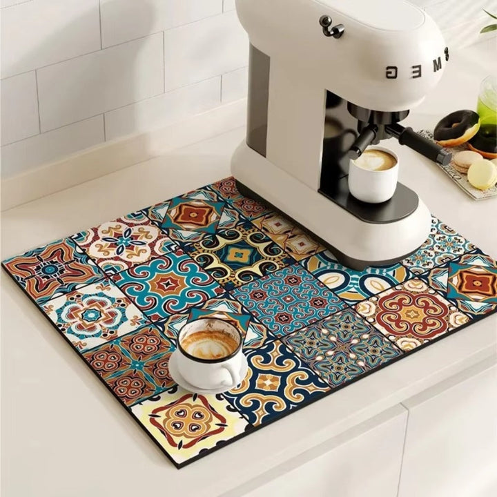 Skanto | Retro Flisdesign Absorberende Kaffematte