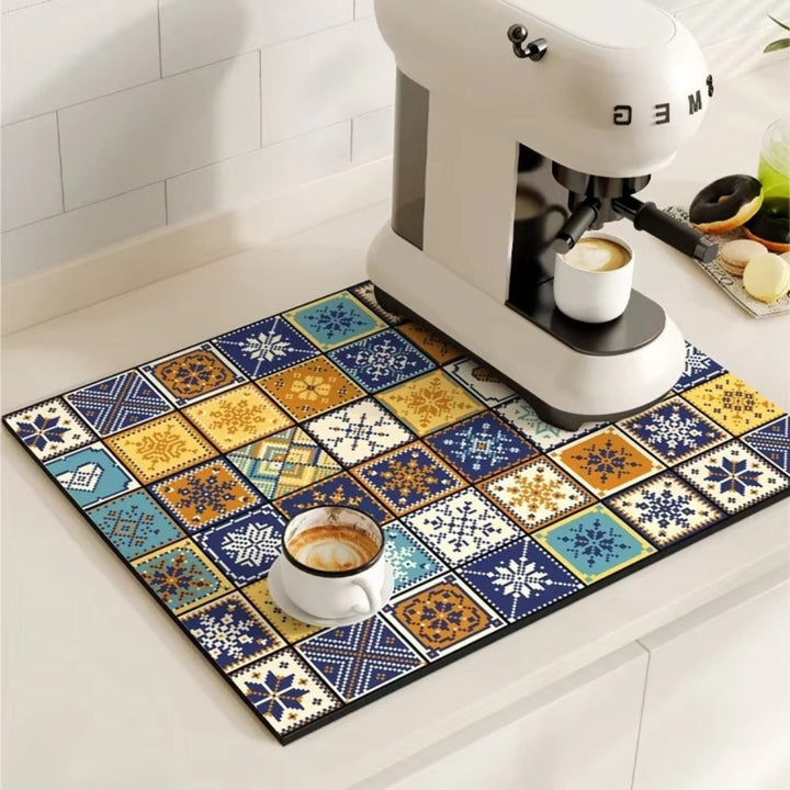 Skanto | Retro Flisdesign Absorberende Kaffematte