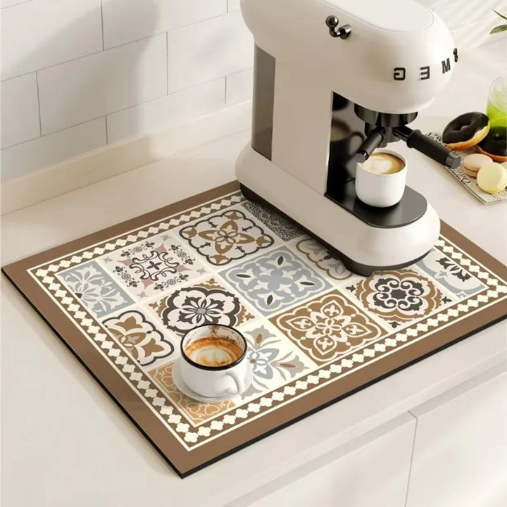Skanto | Retro Flisdesign Absorberende Kaffematte