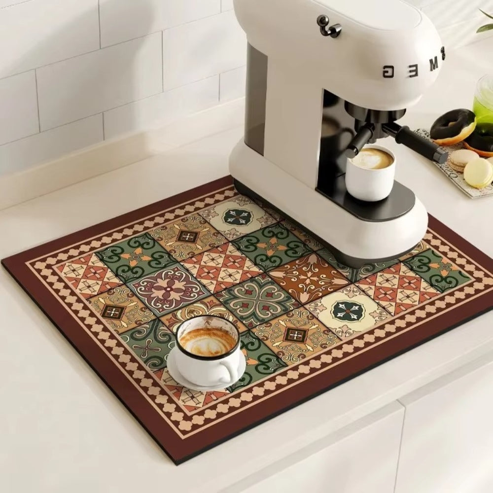 Skanto | Retro Flisdesign Absorberende Kaffematte
