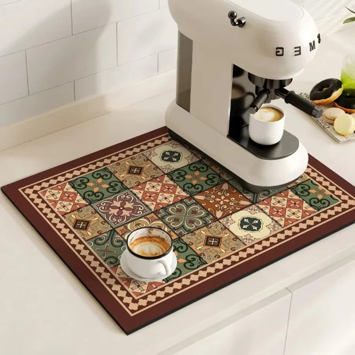 Skanto | Retro Flisdesign Absorberende Kaffematte