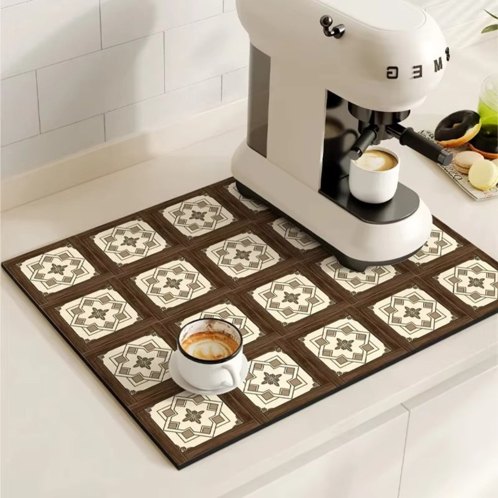 Skanto | Retro Flisdesign Absorberende Kaffematte