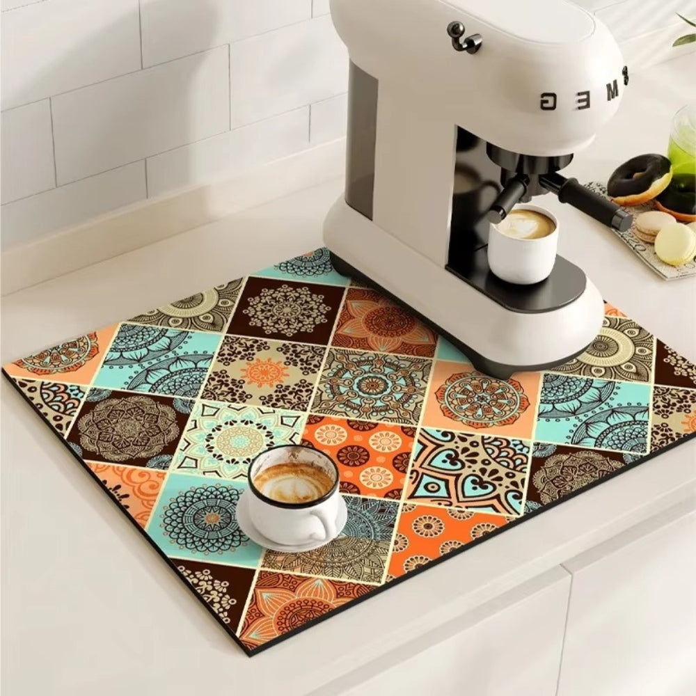 Skanto | Retro Flisdesign Absorberende Kaffematte