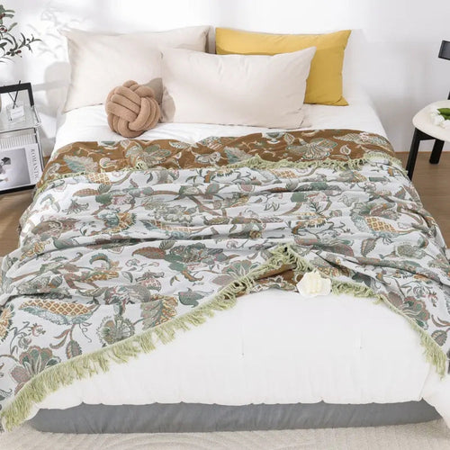 Skanto | Reverie Floral Tassel Cotton Blanket