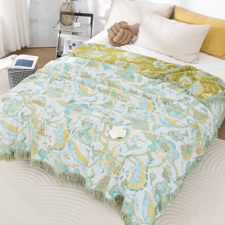 Skanto | Reverie Floral Tassel Cotton Blanket