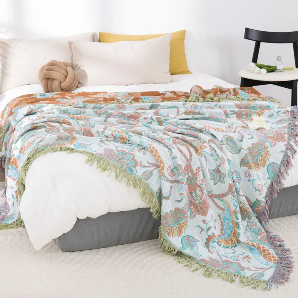 Skanto | Reverie Floral Tassel Cotton Blanket