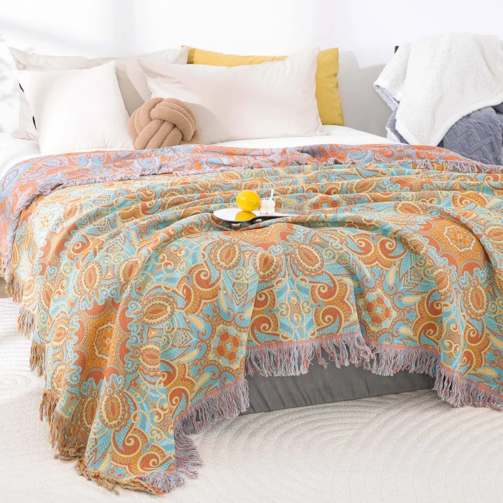 Skanto | Reversible Paisley Bohemsk Bomullspledd