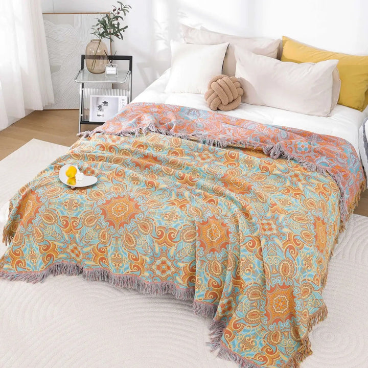 Skanto | Reversible Paisley Bohemsk Bomullspledd