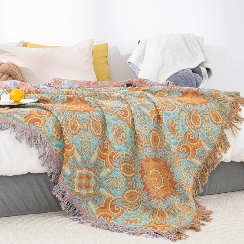Skanto | Reversible Paisley Bohemsk Bomullspledd