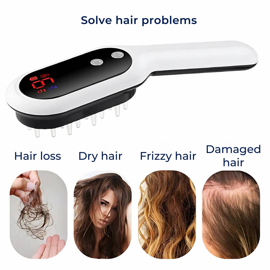 RevitalHair Elektrisk Hårkam for Hårvekst | Anti Hårtap Enhet - for Hårtynning - Hodebunnsmassasje - Hårvekst Skanto