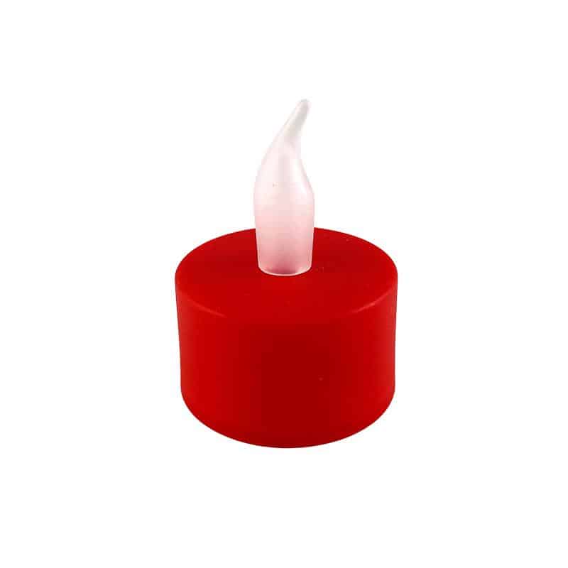 LED tealight 12 stk. i rød med flamme | Skanto