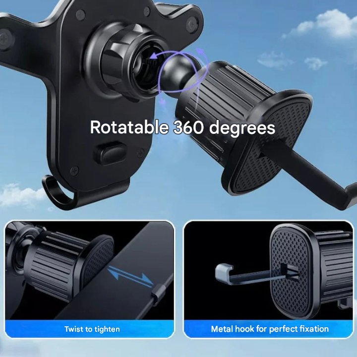 SafeGrip Biltelefonholdere – 360° Rotérbar Luftventilholder med krokfeste | Skanto