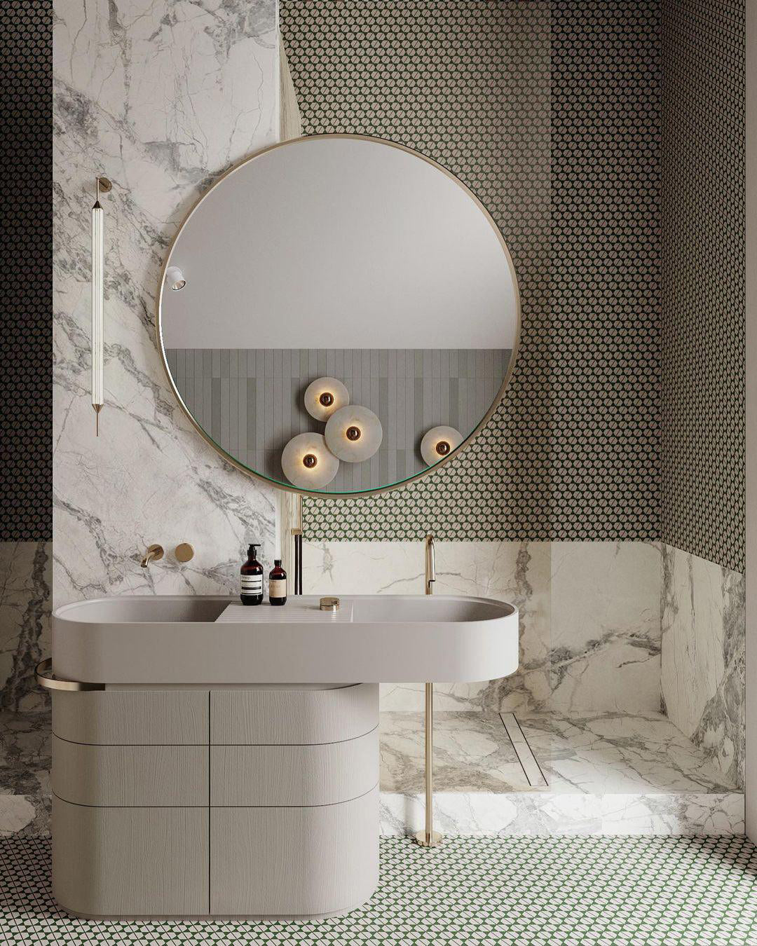 Skanto | LuxeMarble – Rund Marmor Vegglampe for Chic Belysning