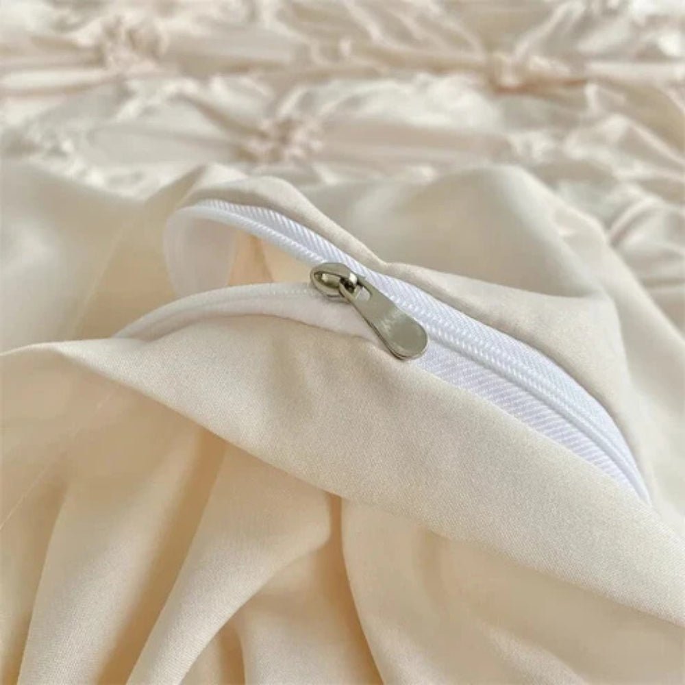 Elegantes Rüschen-Bettwäscheset mit Blumenmuster