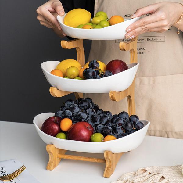 Rustikk Tier Plate Tre Stativ Med Tallerkener (Ulike Design & Farger) | Skanto