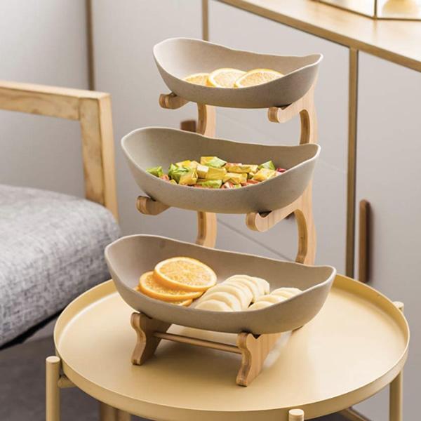 Rustikk Tier Plate Tre Stativ Med Tallerkener (Ulike Design & Farger) | Skanto