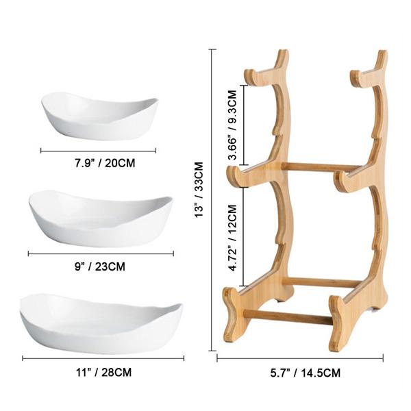 Rustikk Tier Plate Tre Stativ Med Tallerkener (Ulike Design & Farger) | Skanto