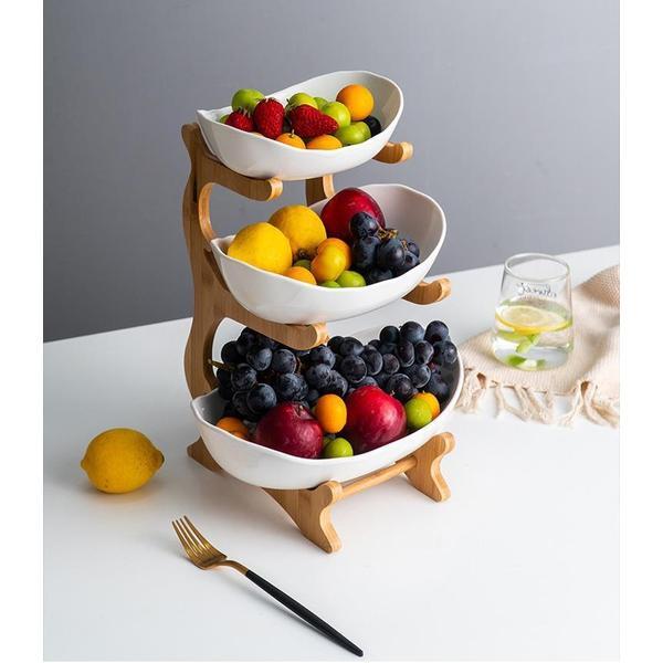 Rustikk Tier Plate Tre Stativ Med Tallerkener (Ulike Design & Farger) | Skanto