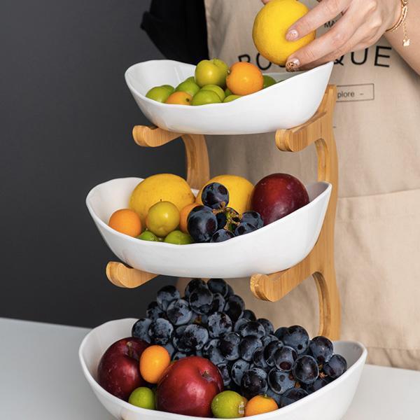 Rustikk Tier Plate Tre Stativ Med Tallerkener (Ulike Design & Farger) | Skanto