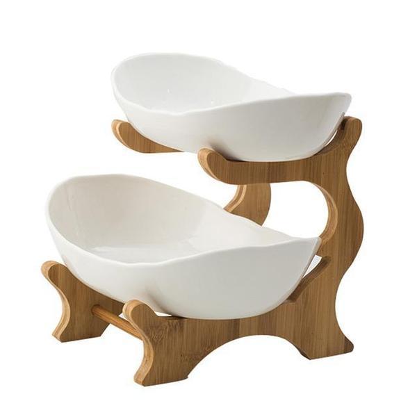 Rustikk Tier Plate Tre Stativ Med Tallerkener (Ulike Design & Farger) | Skanto