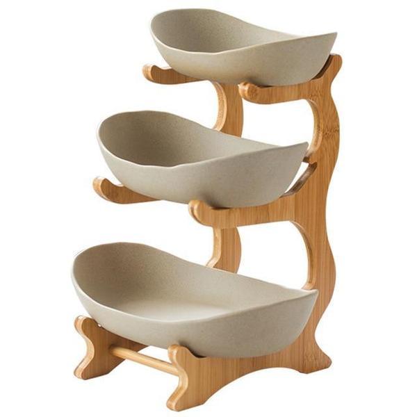 Rustikk Tier Plate Tre Stativ Med Tallerkener (Ulike Design & Farger) | Skanto