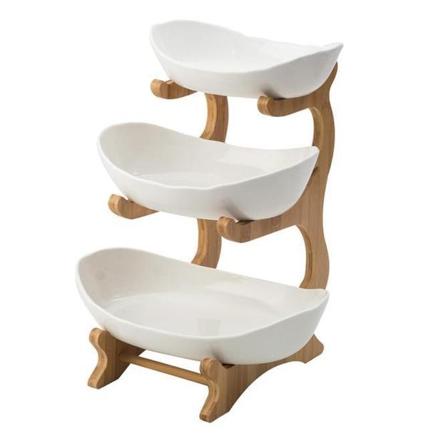 Rustikk Tier Plate Tre Stativ Med Tallerkener (Ulike Design & Farger) | Skanto