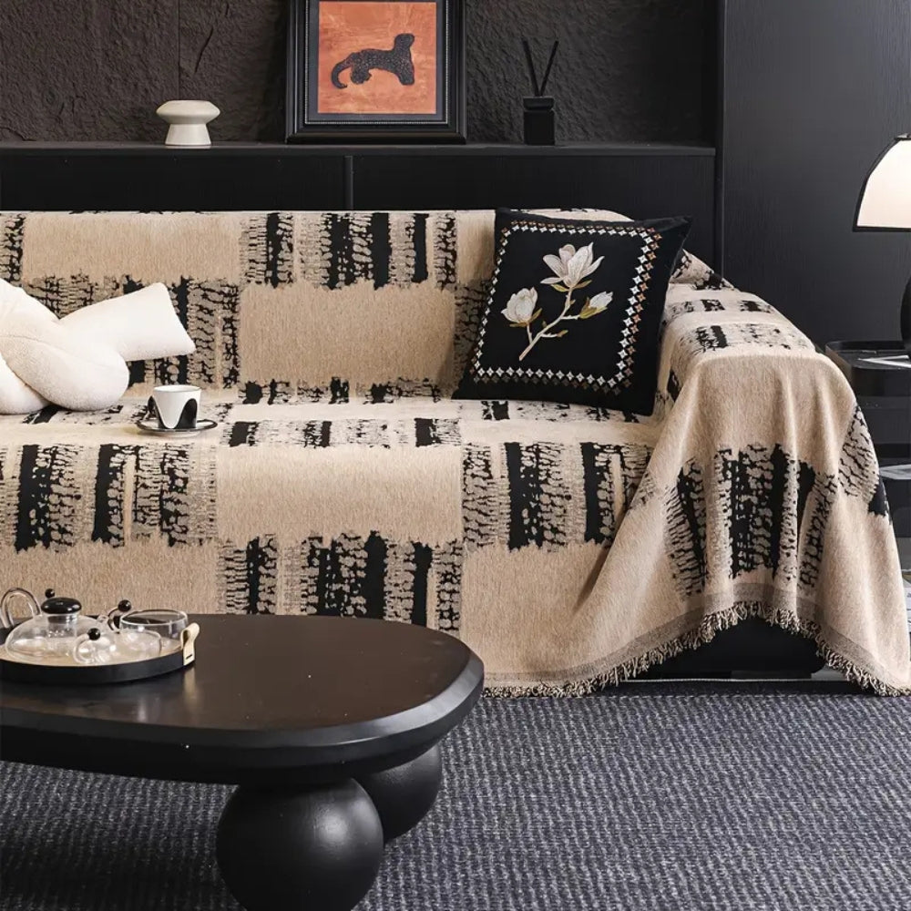 Skanto | Rustikk Abstrakt Chenille Sofa Deksel