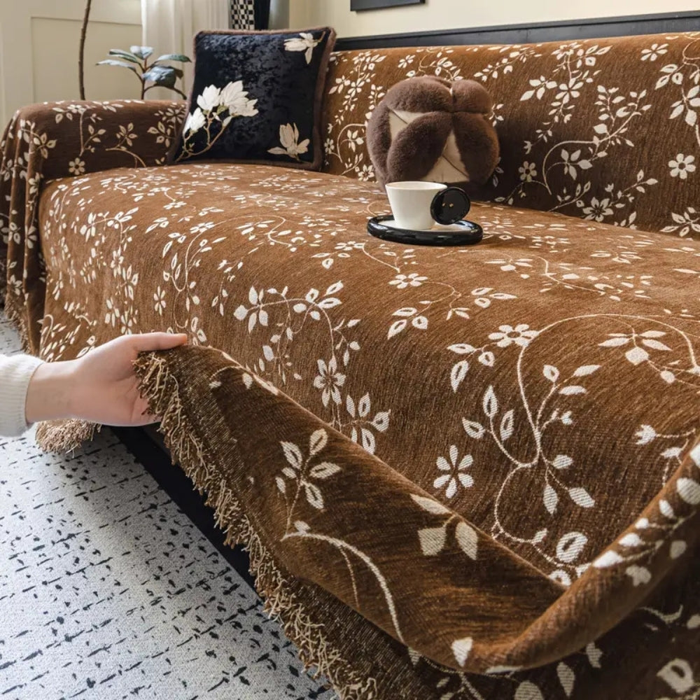 Skanto | Rustic Blossom Ivory Floral Sofa Cover