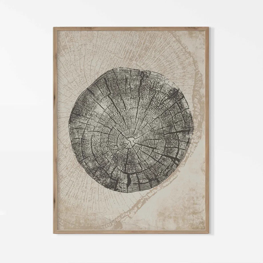 Rustikale trekring Abstrakt nordisk veggkunst Fine Art lerrettrykk Nøytrale tonene Beige/Grey/Black Tre bilder For stue Spisestue Kunst Dekor | Skanto