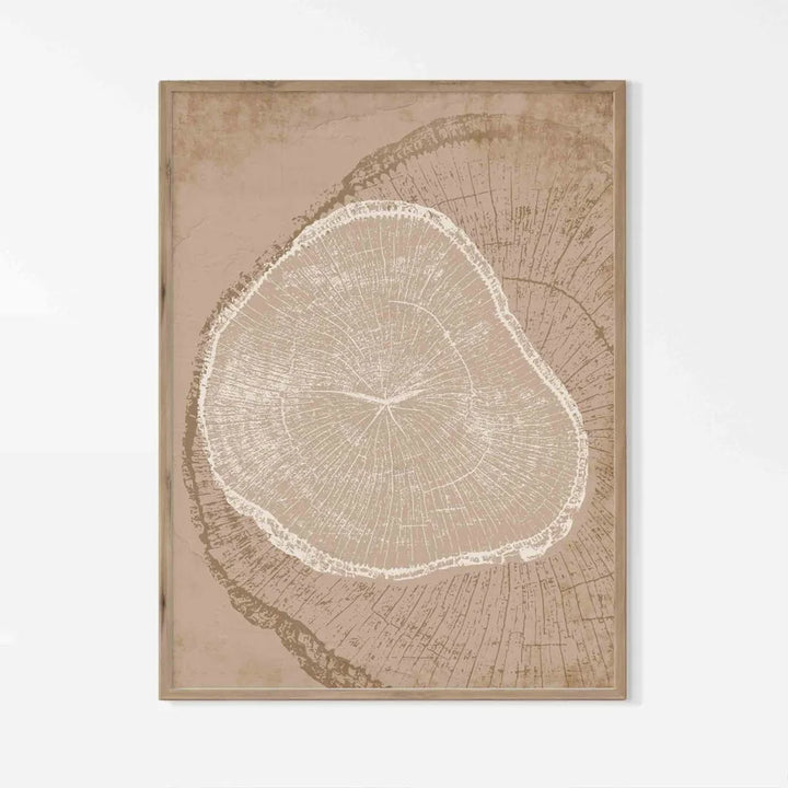 Rustic Tree Rings Abstract Nordic Wall Art Fine Art Canvas Prints Neutral Colors Beige/Gray/Black Wood Pictures for Living Room Dining Room Art Decor | Skanto